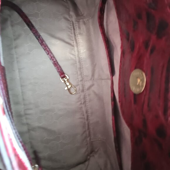 Michael Kors Hamilton Red Python Embossed Bag - Picture 5 of 7